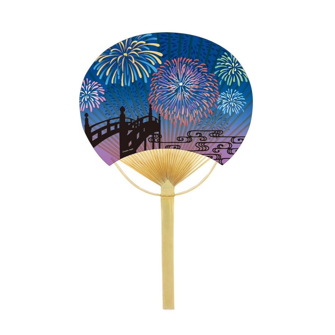 Uchiwa en bambou - Feu d'artifice--0