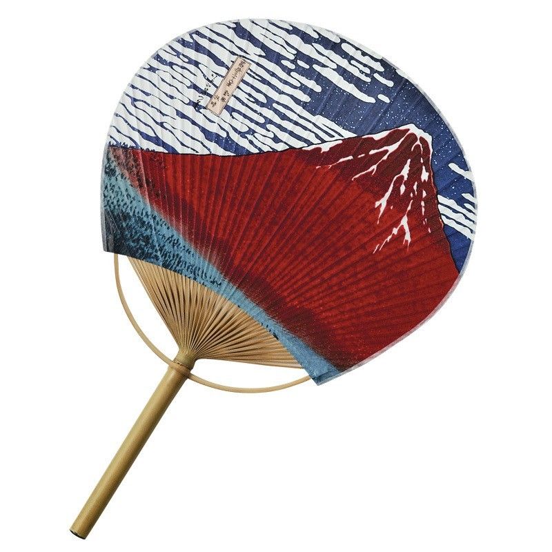 Bamboo Uchiwa - Hokusai Red Fuji--0