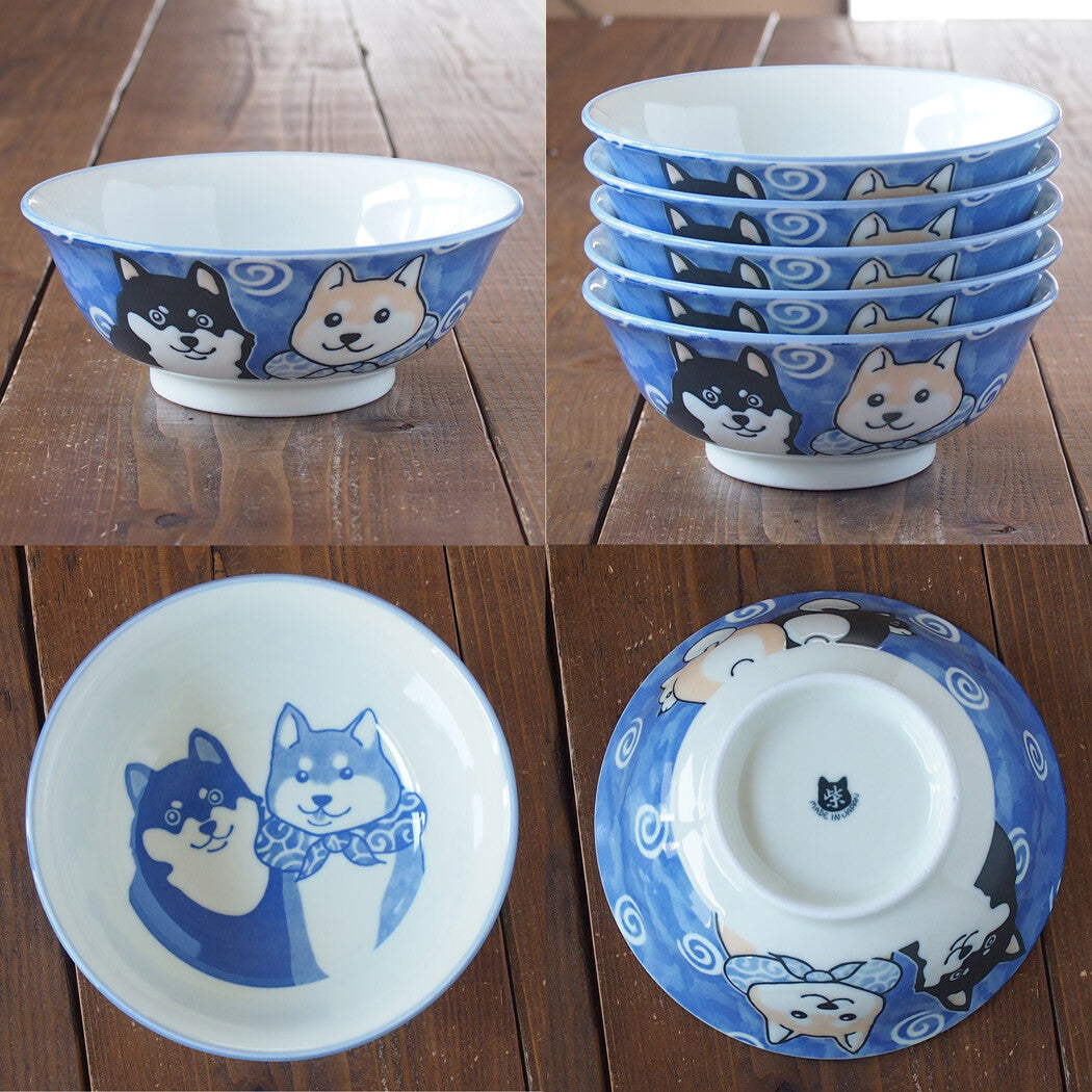 Ramen bowl - Shiba blue design--2