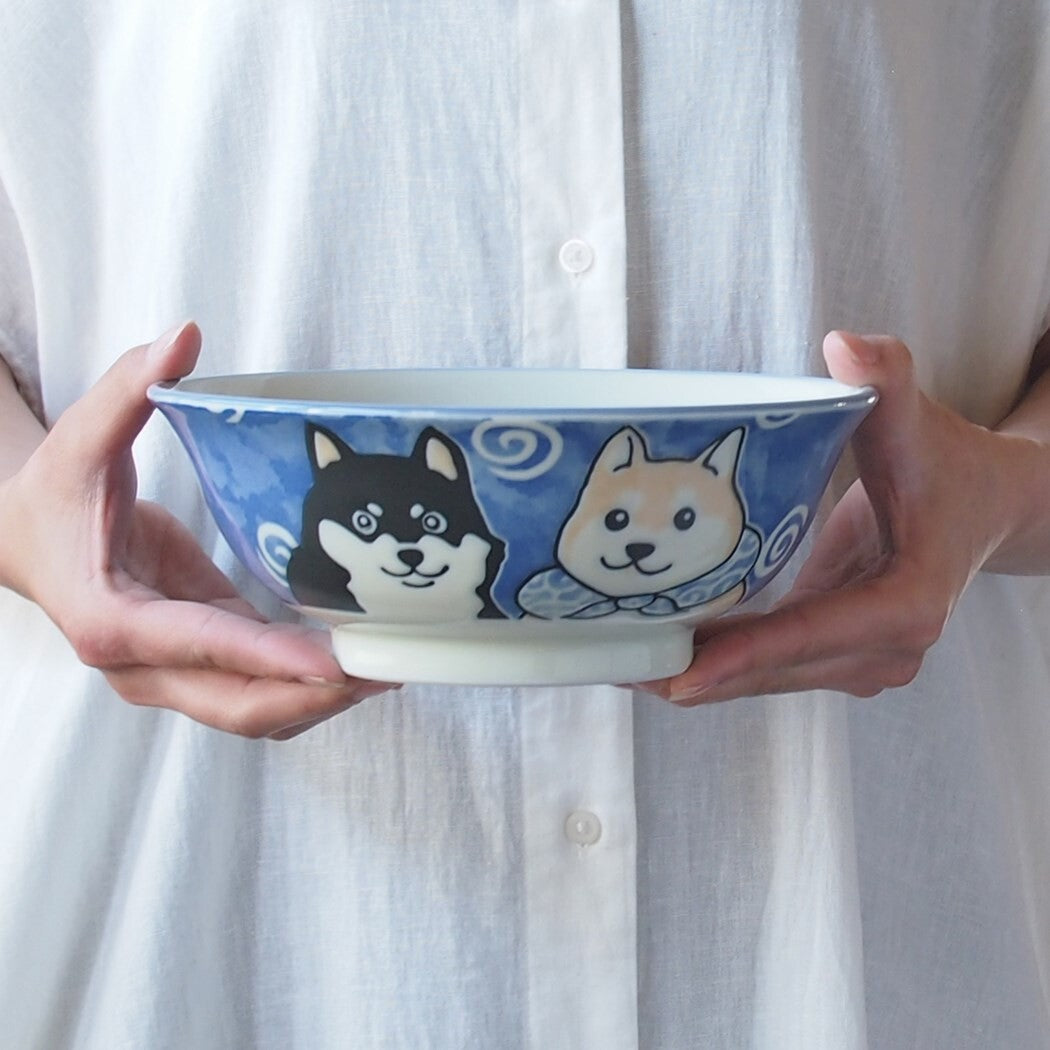 Ramen bowl - Shiba blue design--1