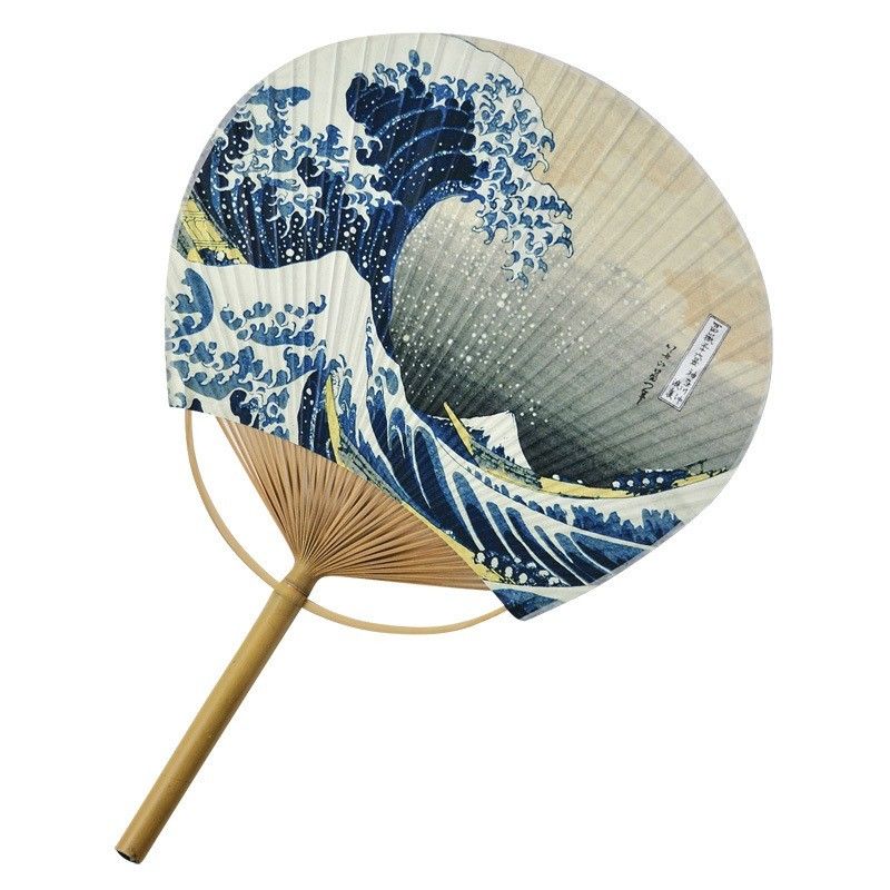 Uchiwa en bambou - Hokusai La Grande Vague de Kanagawa--0