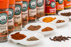 A selection of spices in jars.