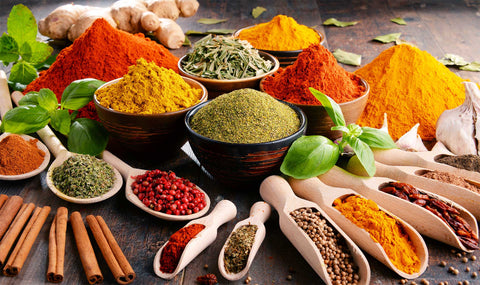 Variety of spices. Use side dishes, sauces and condiments, emphasising a particular taste you may crave.