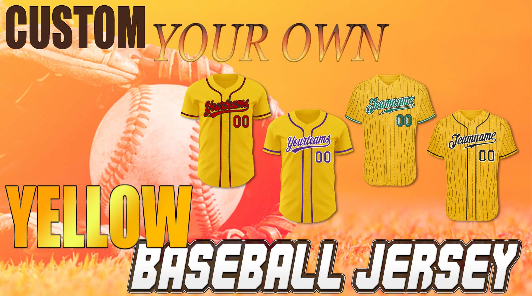 custom baseball yellow jersey
