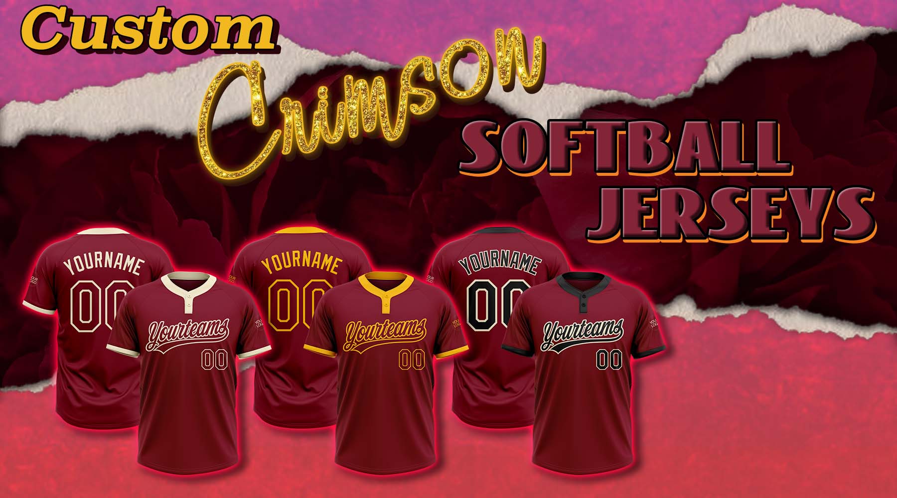 custom crimson softball jersey
