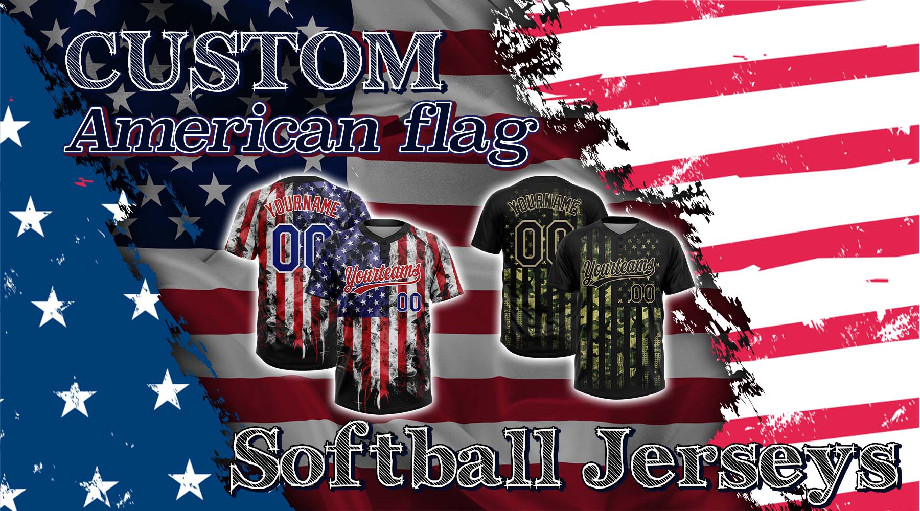 Custom American Flag Softball Jersey White Red-Navy 3D Fashion Two-Button  Unisex - FansIdea