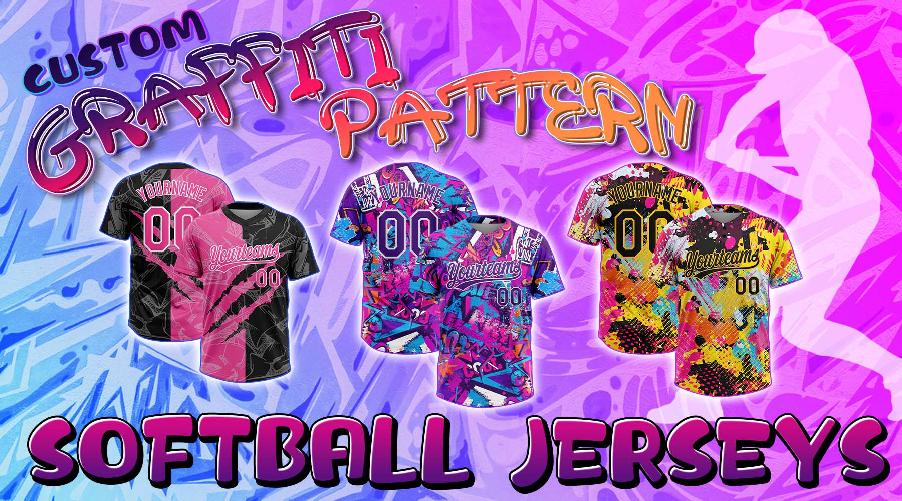 custom graffiti pattern softball jersey