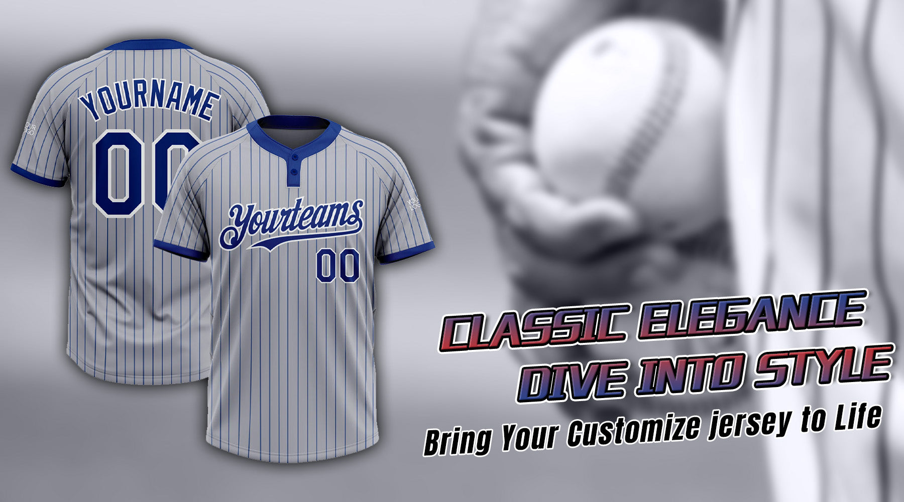 Custom gray pinstripe softball jersey
