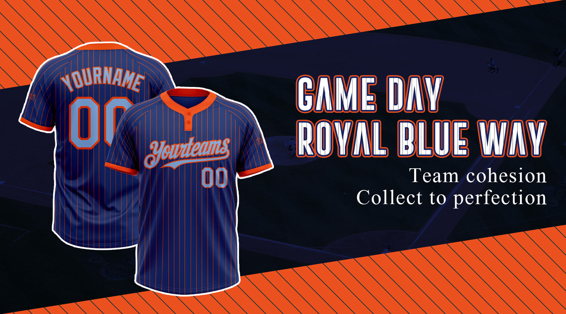 Custom royal pinstripe softball jersey