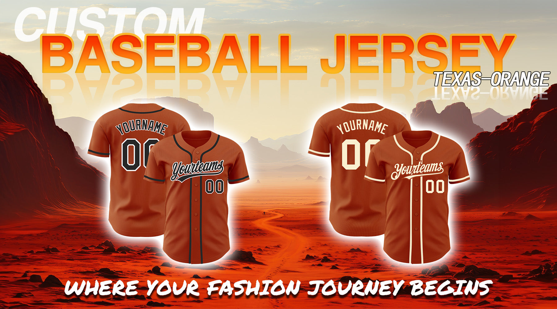 custom baseball texas orange jersey