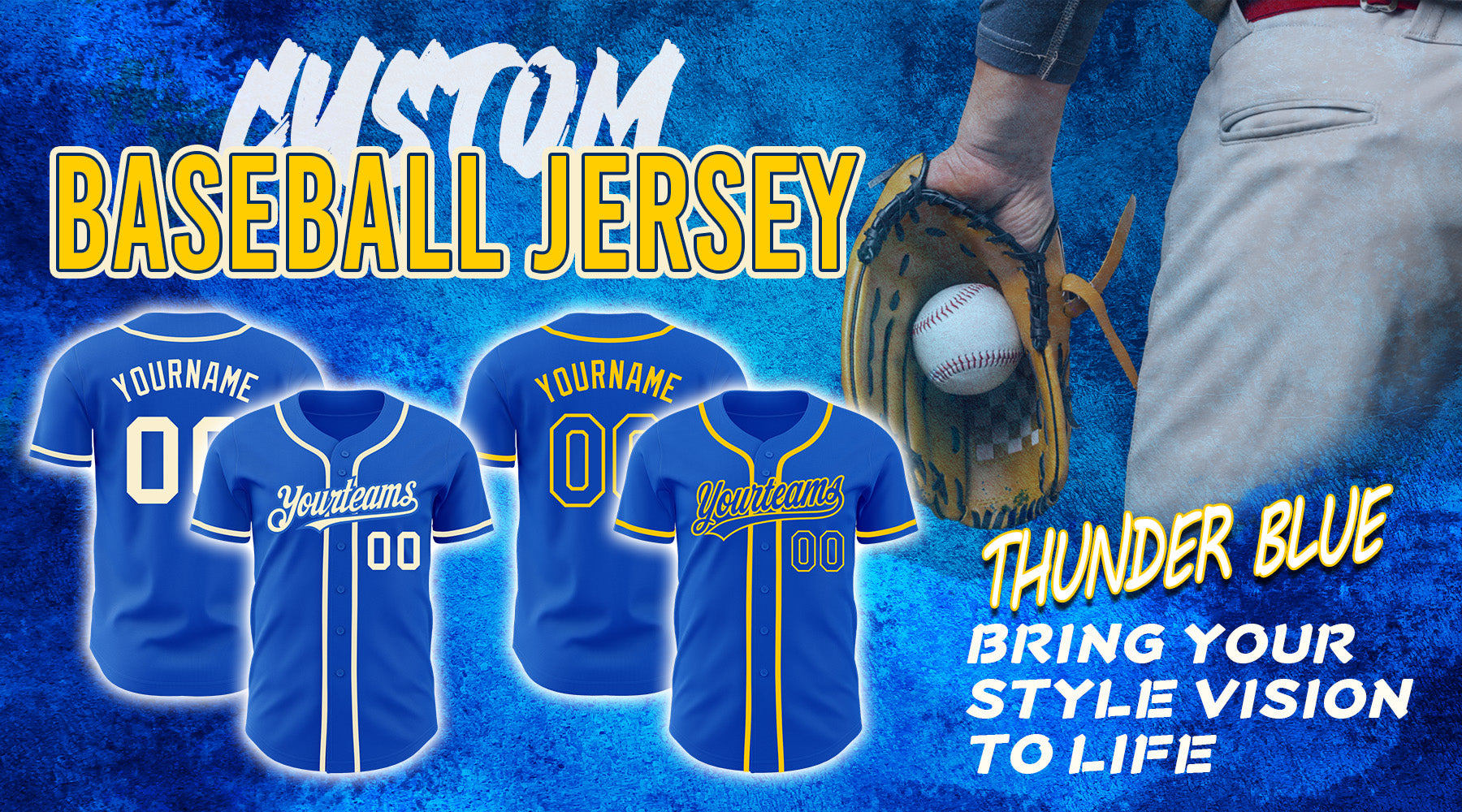 custom baseball thunder blue jersey