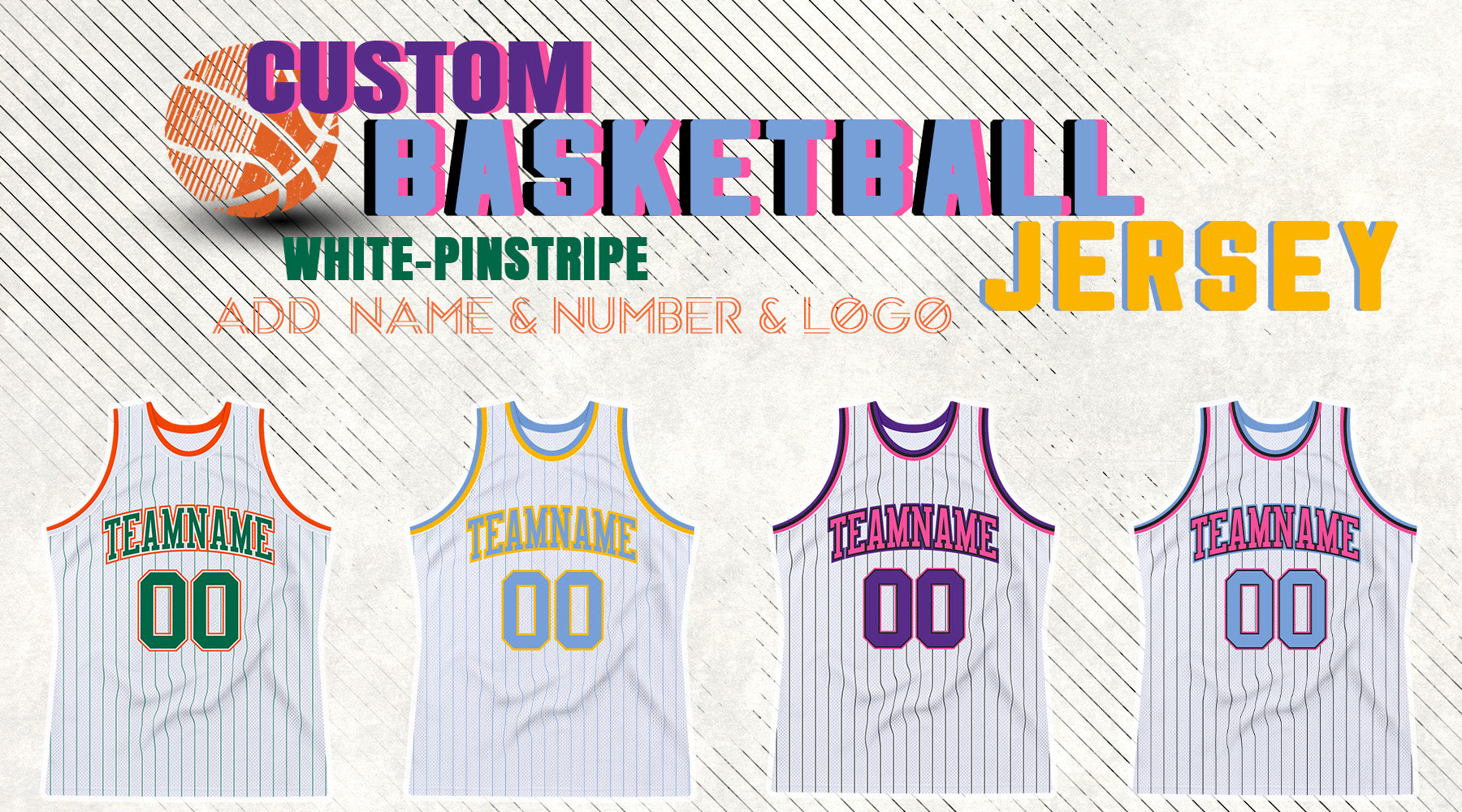 custom basketball white pinstripe jersey