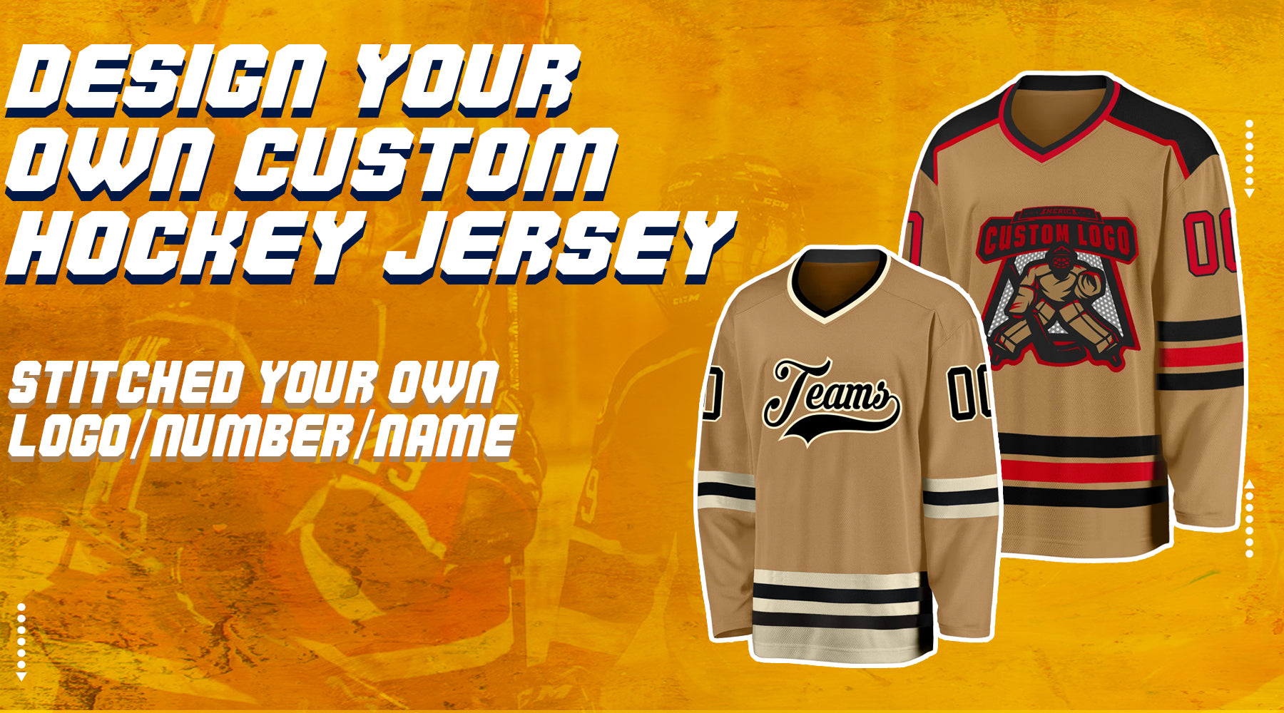 custom hockey old gold jersey