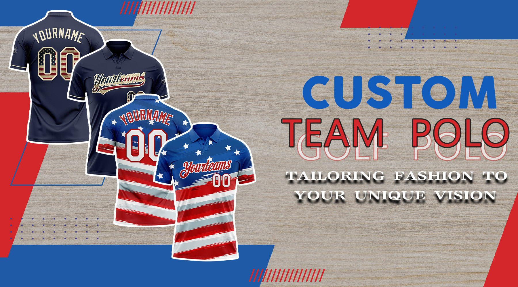 custom golf polo american flag jersey