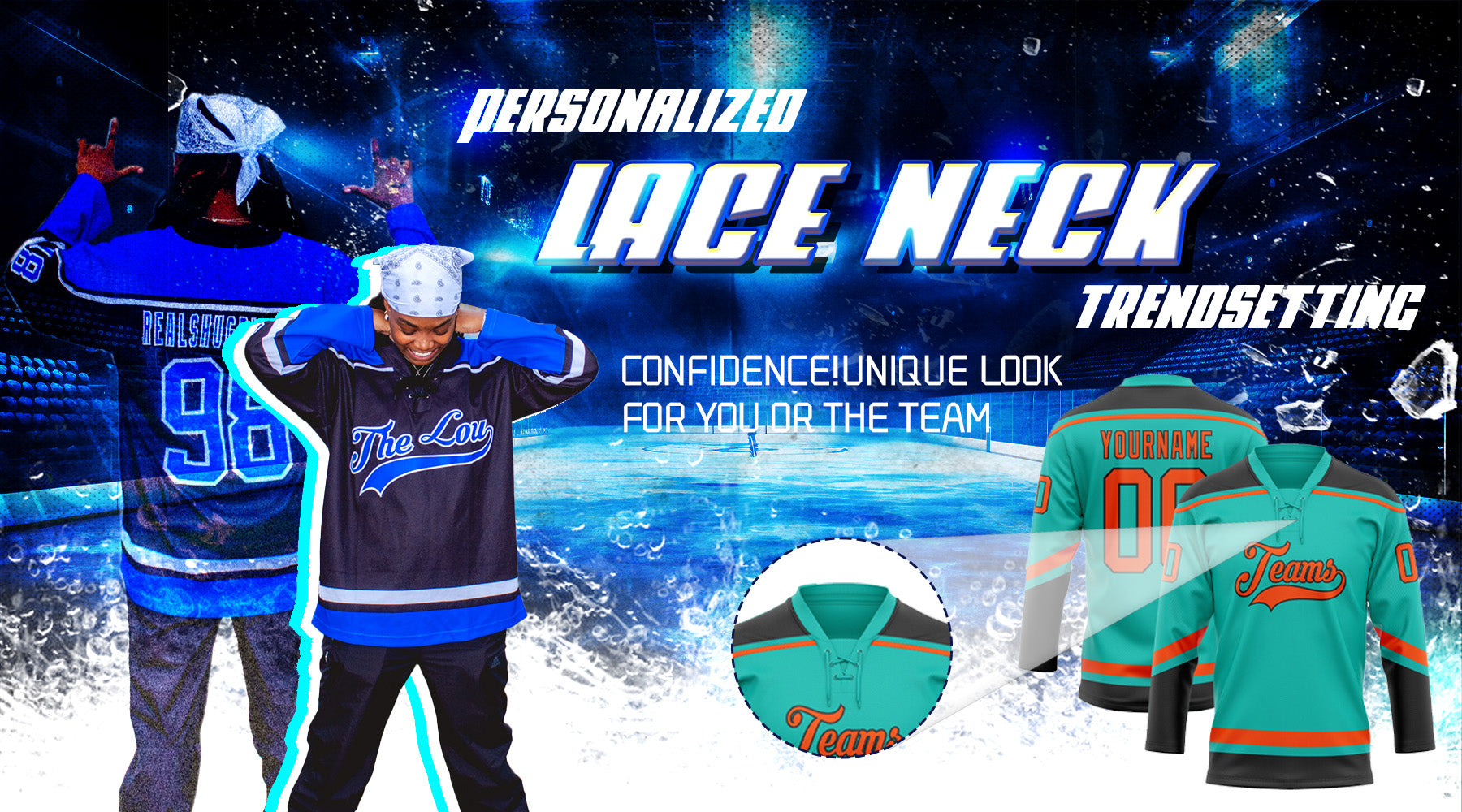 custom hockey lace neck jersey