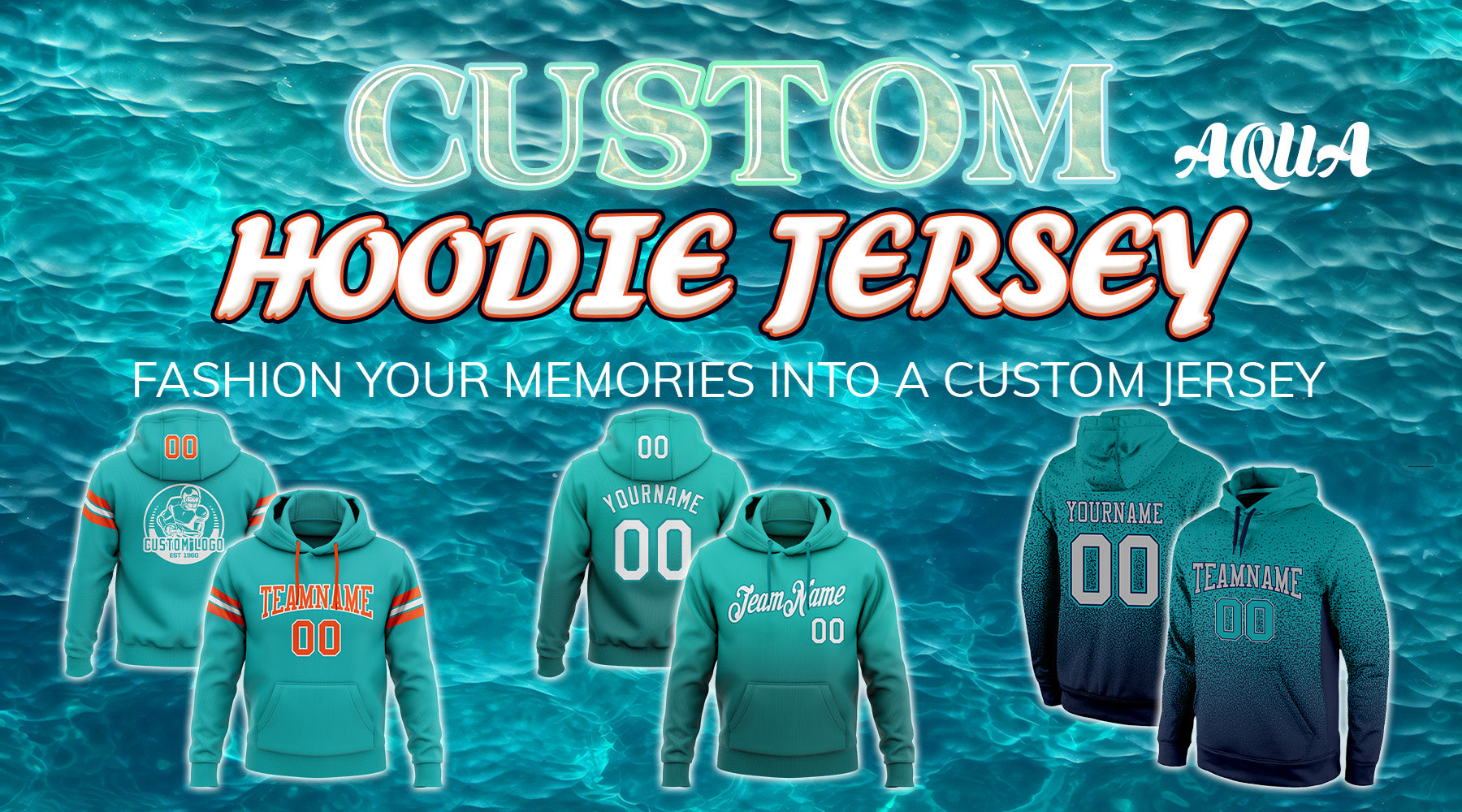 custom hoodie aqua jersey