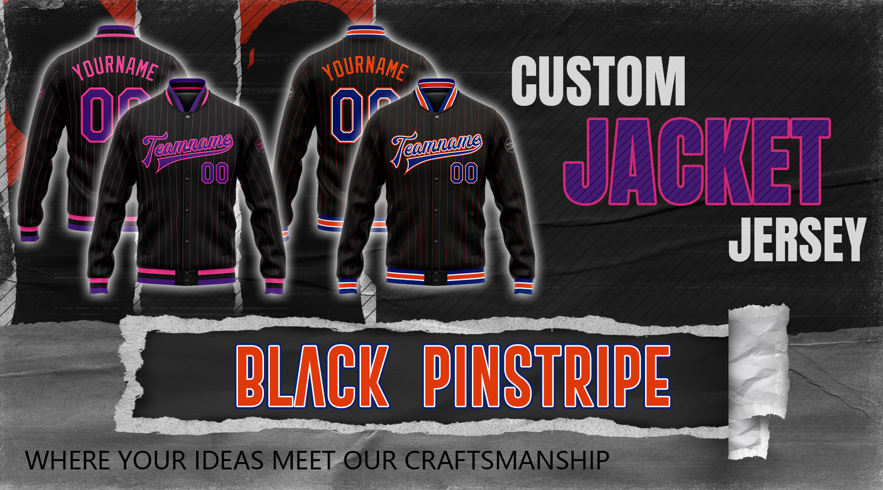 custom jacket black pinstripe jersey