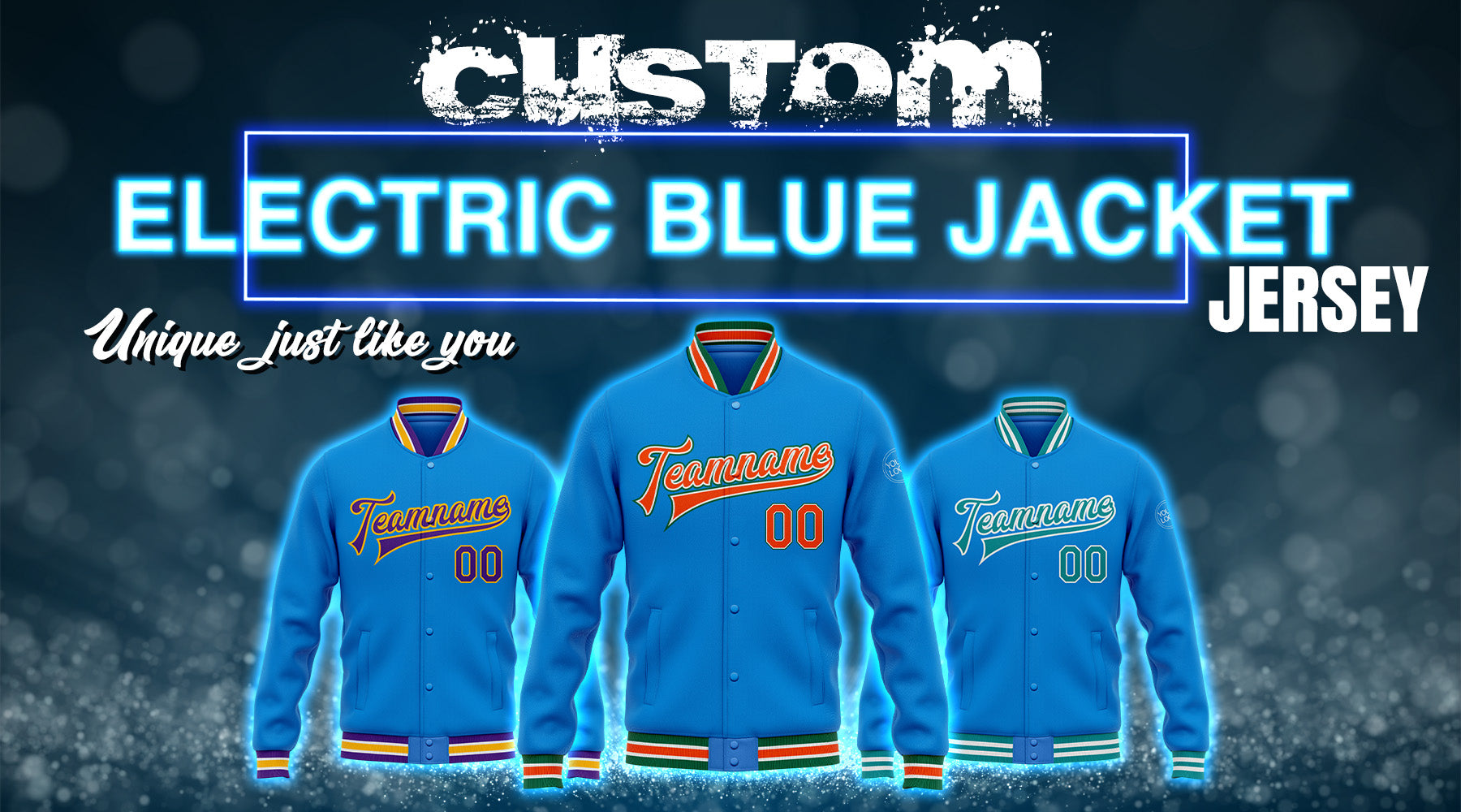 custom jacket electric blue jersey