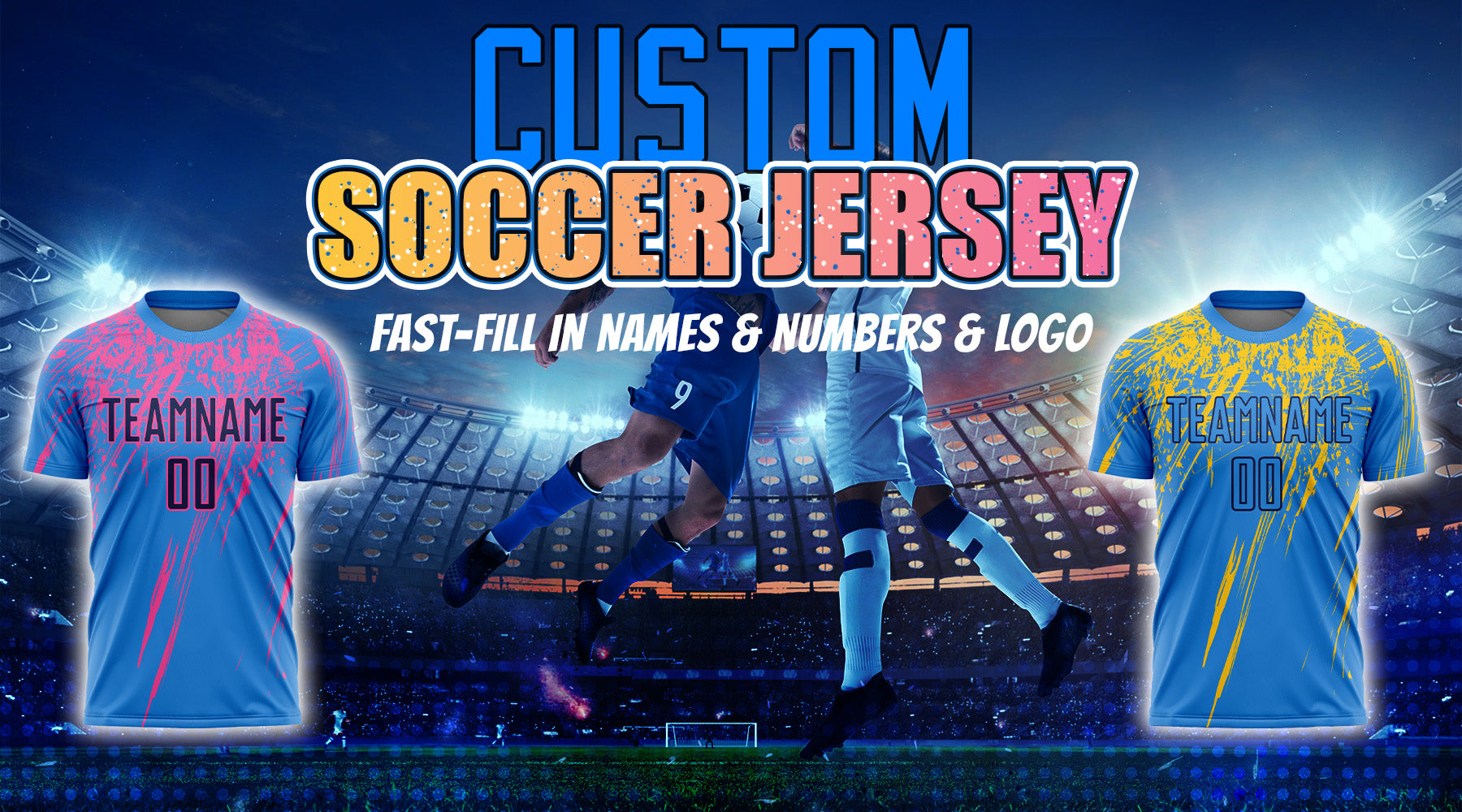 custom soccer electric blue jersey