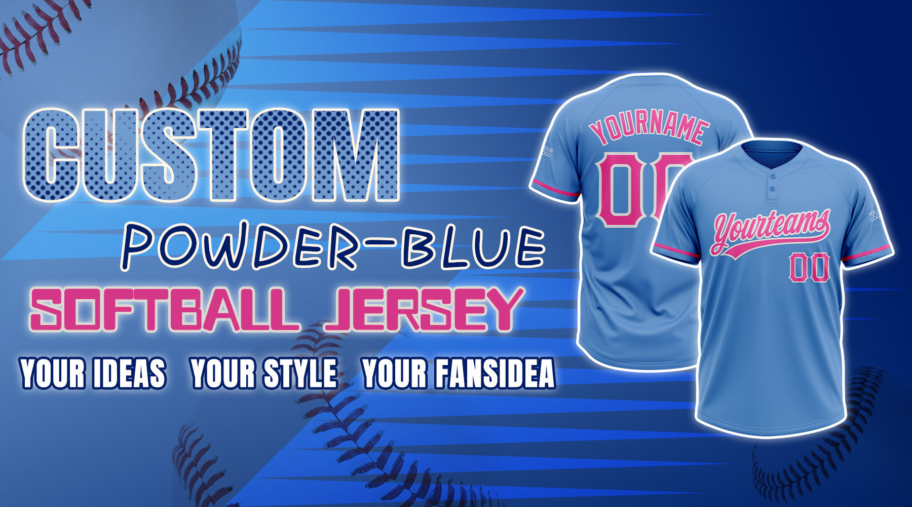 custom softball powder blue jersey