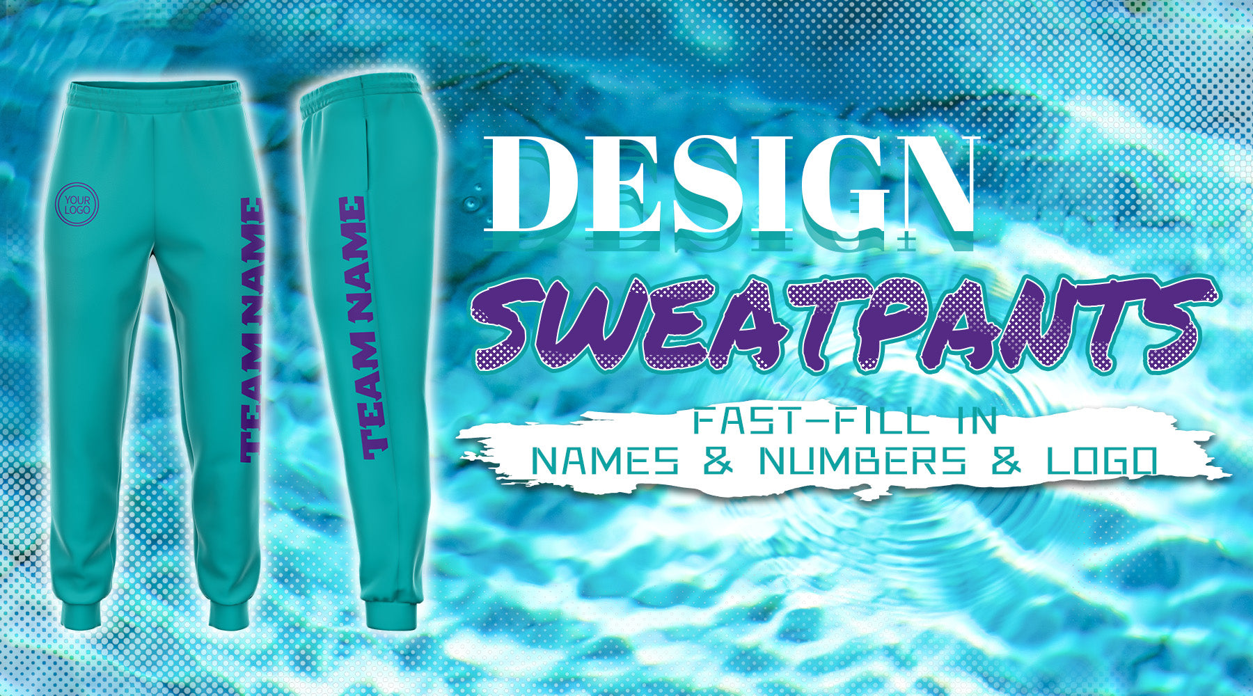 custom sweatpants aqua