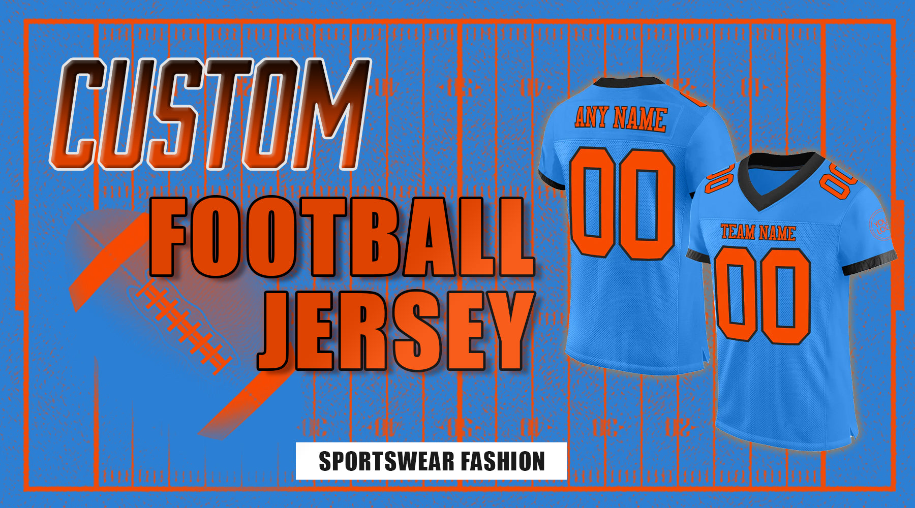 custom Football Electric Blue jersey