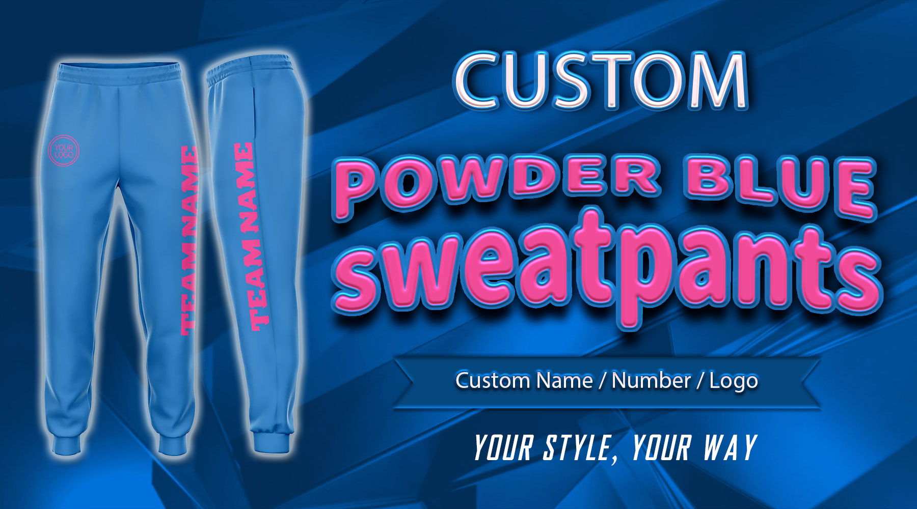 custom powder blue sweatpants