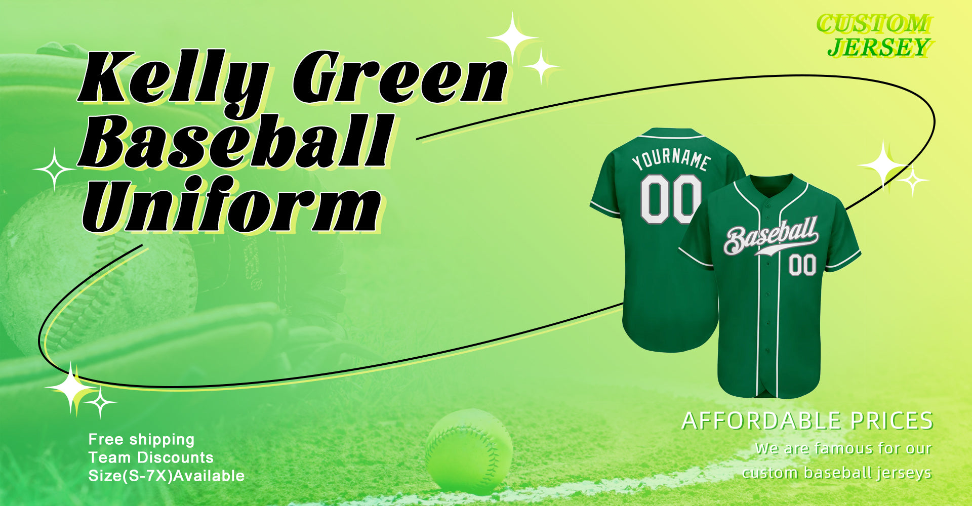 kelly green baseball jersey custom