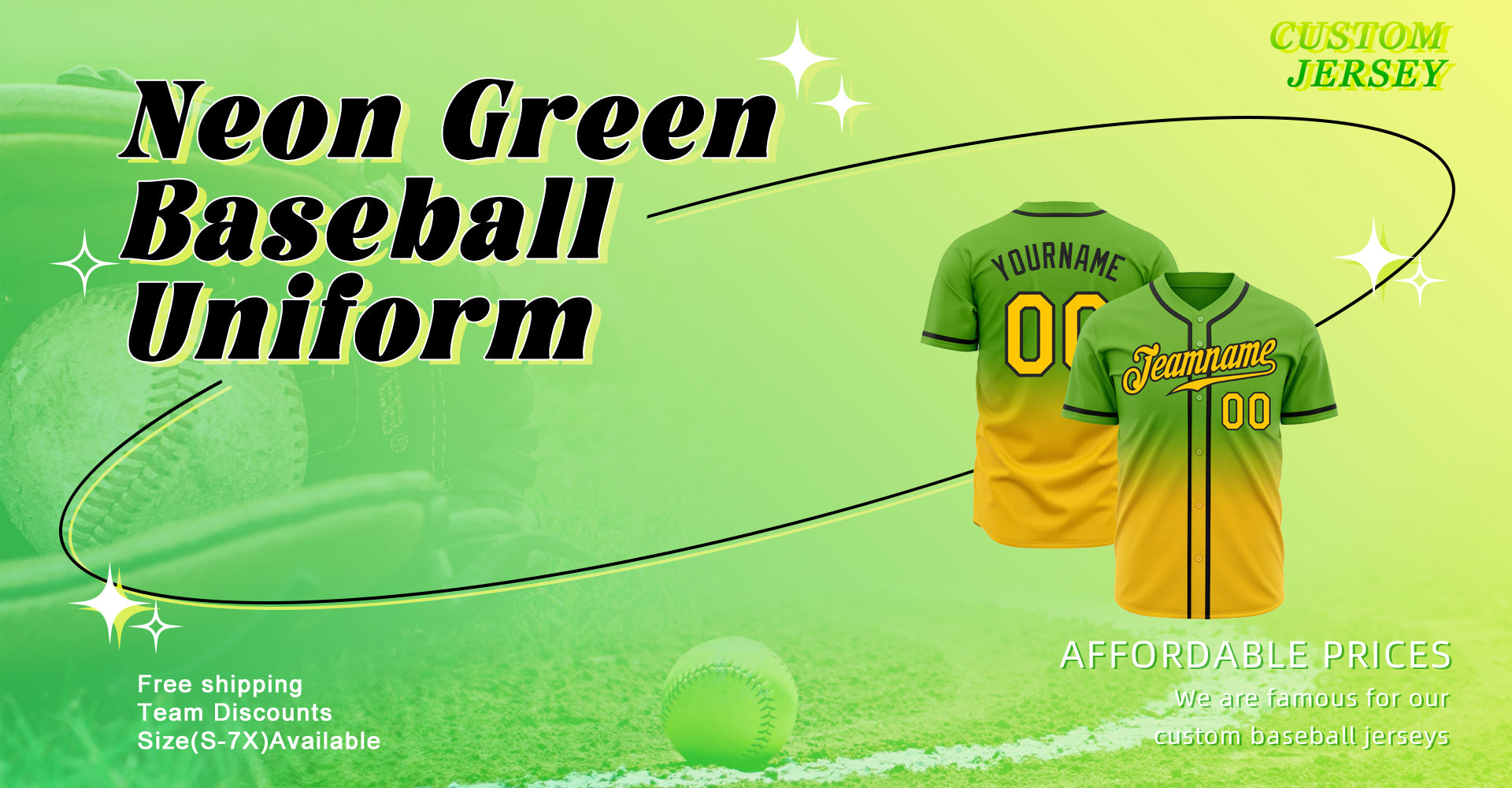 custom baseball jerseys neon green