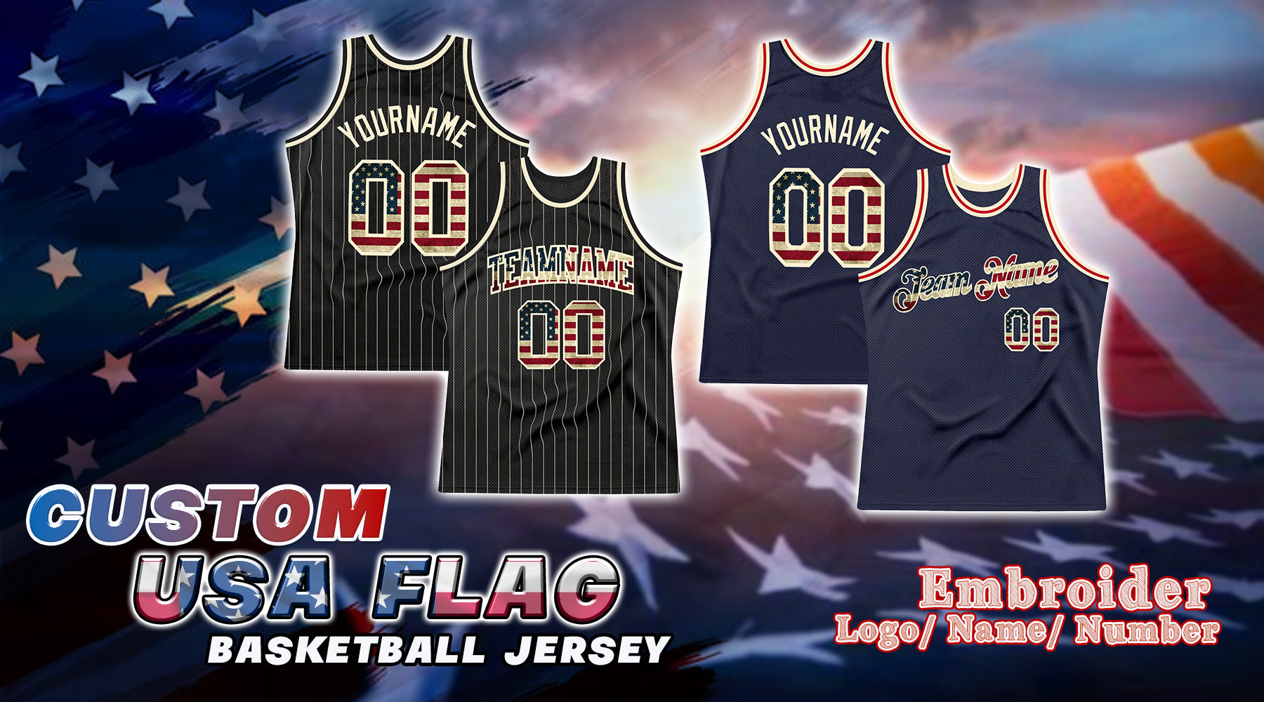 custom basketball american flag jersey