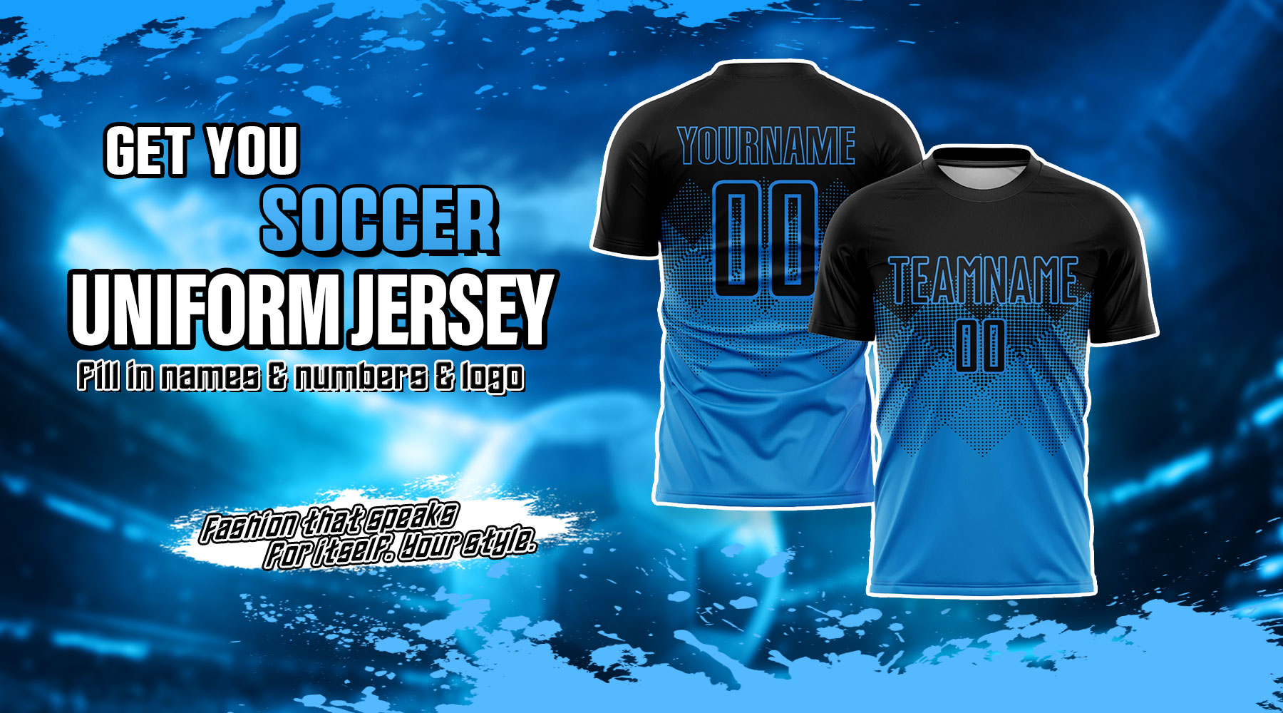 custom soccer blue jersey