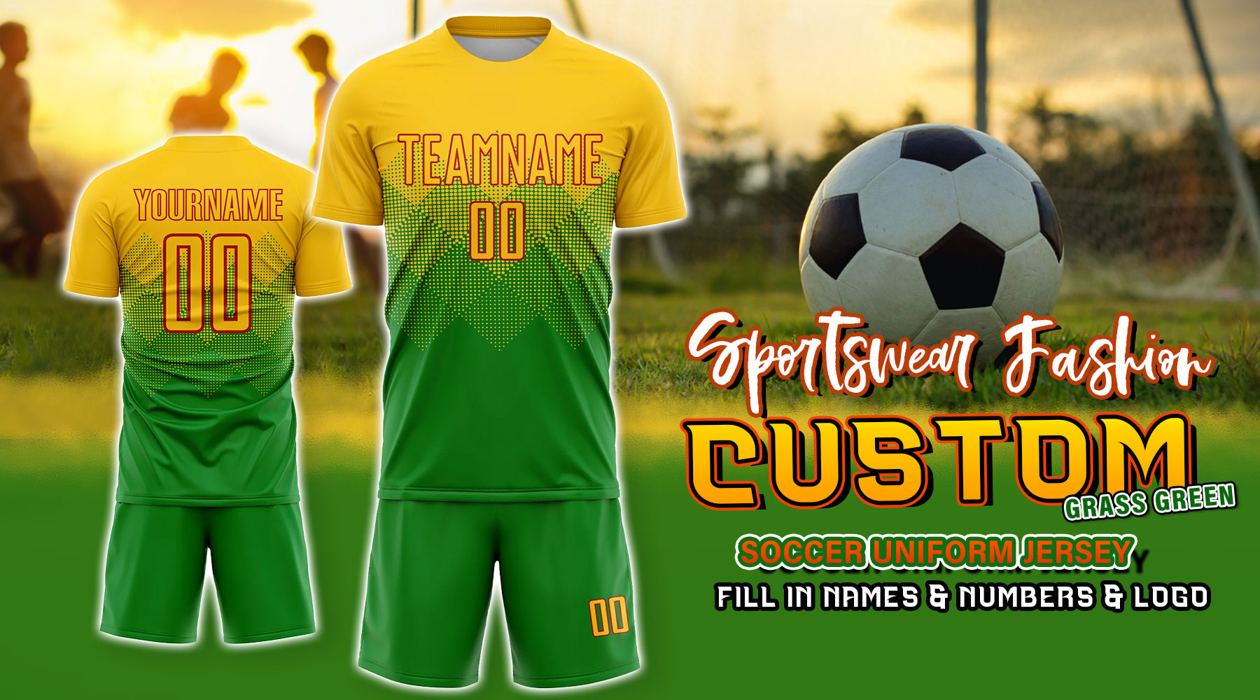 custom soccer grass green jersey