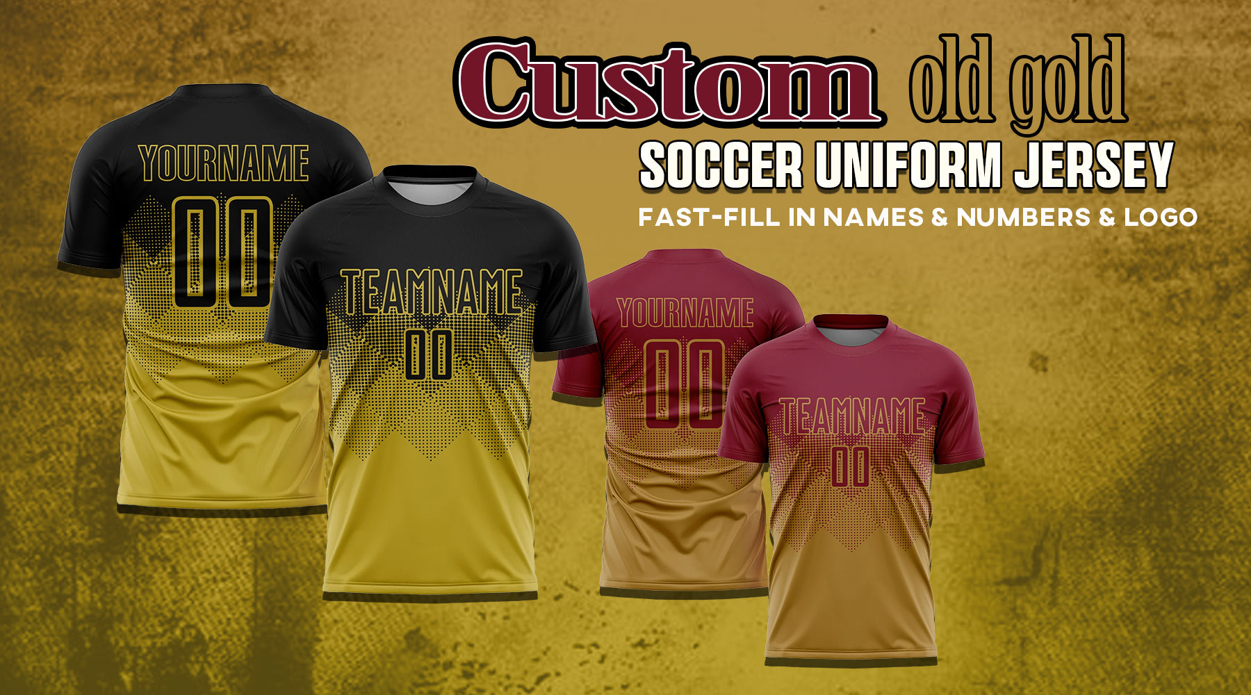 custom soccer old gold jersey