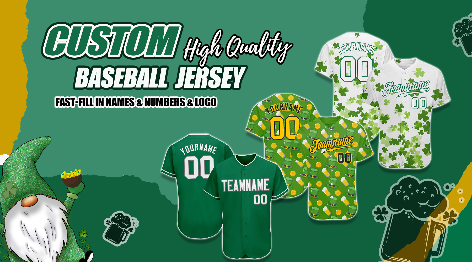 Saint Patrick's Day Baseball Jersey - St.Patrick's Day Sports Clothing -  FansIdea