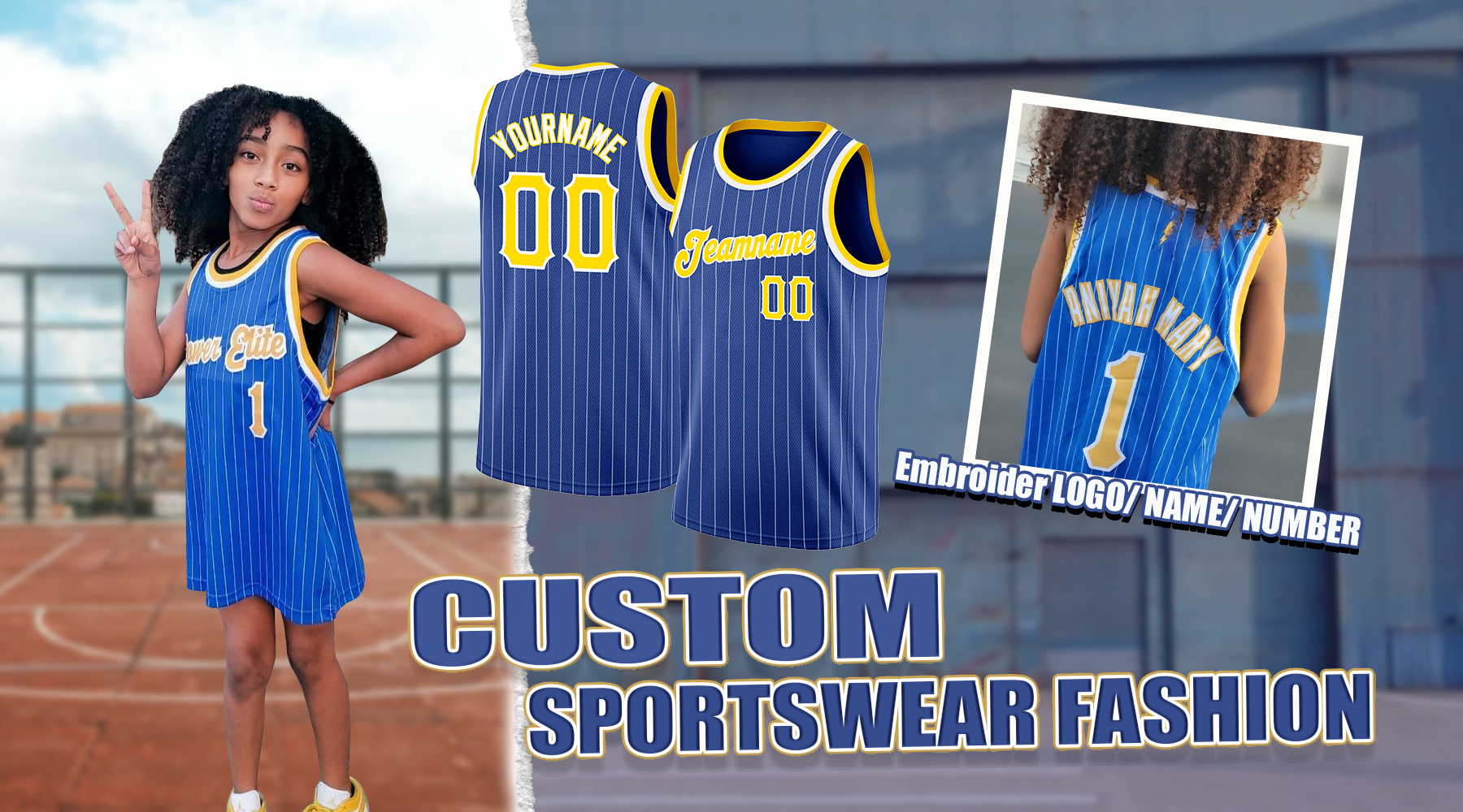 custom basketball royal pinstripe jersey