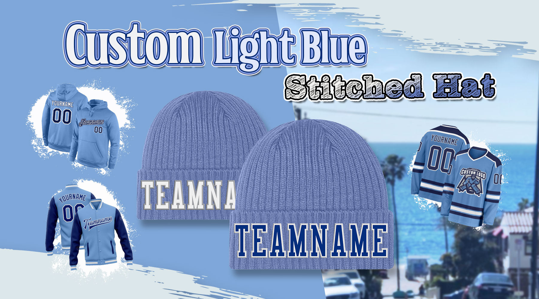 Custom hat light blue