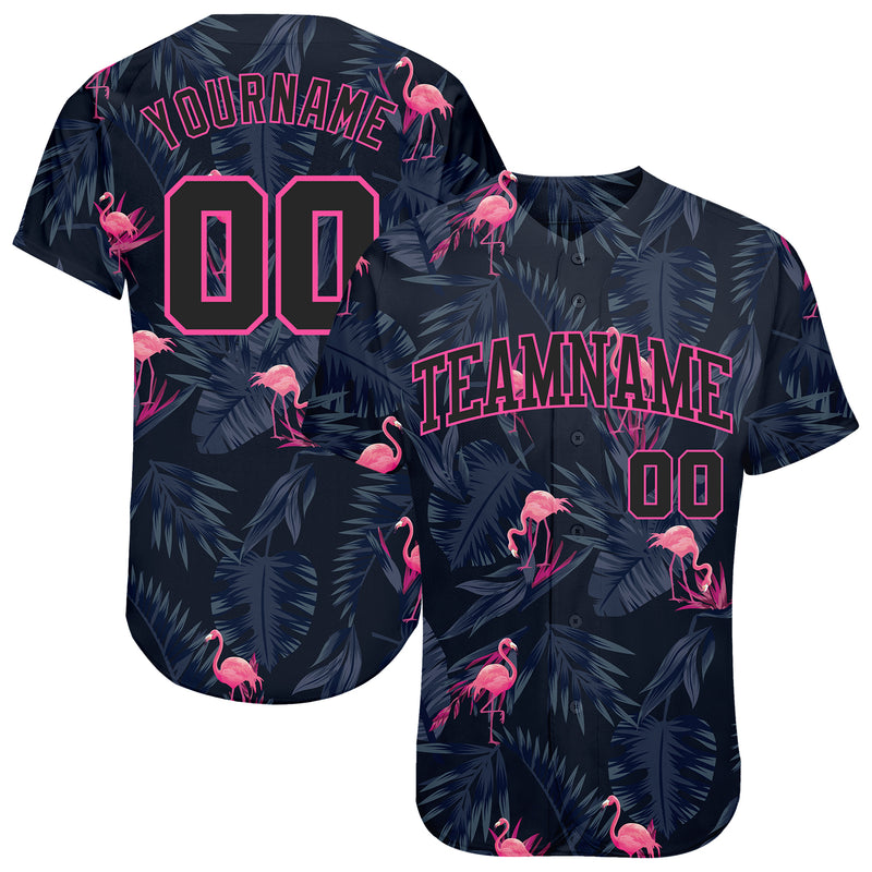 Custom 3D Pattern Design Flamingo Authentic Baseball Jersey Discount ...