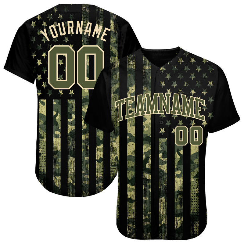 Custom Olive Olive-Cream Authentic Salute To Service Baseball Jersey ...
