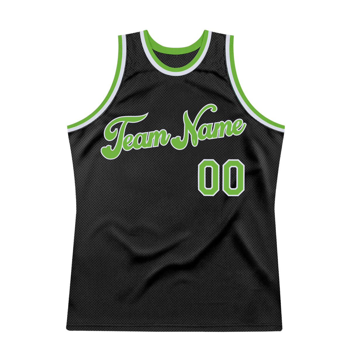 Custom Team White Basketball Neon Green Black Rib-Knit Jersey Discount ...