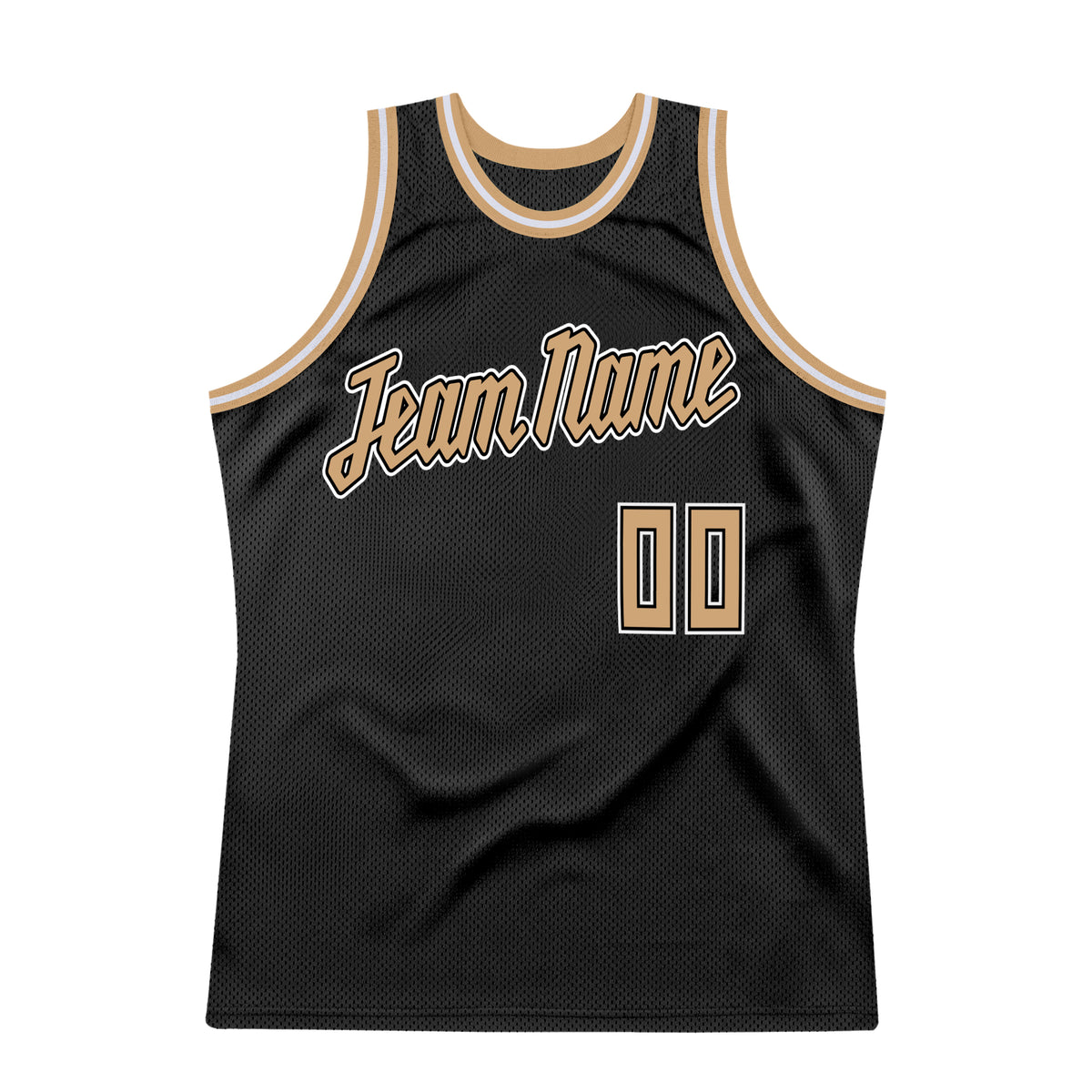 Custom Team White Basketball Old Gold Black Rib-Knit Jersey Discount ...