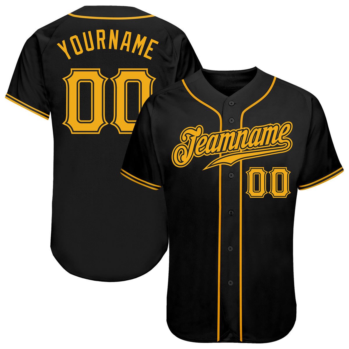 Custom Black Gold Authentic Baseball Jersey Discount - FansIdea