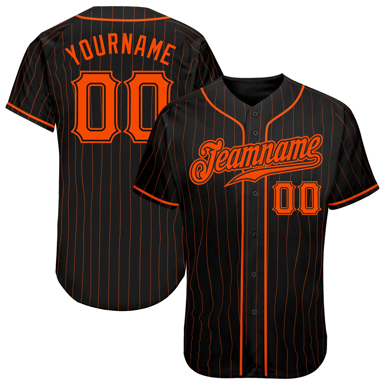 Custom Black Orange Pinstripe Orange-Black Authentic Baseball Jersey ...