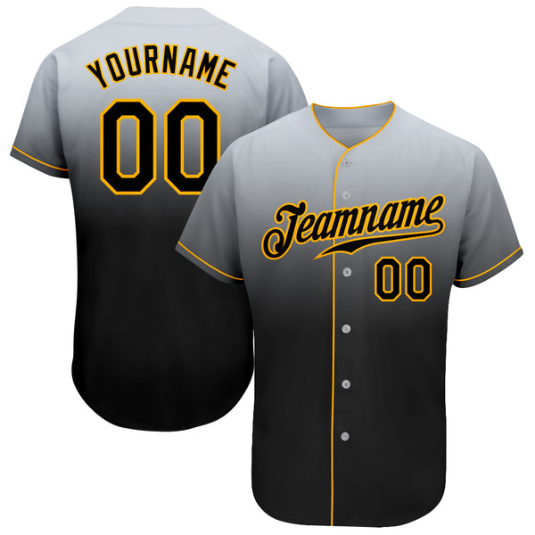 Custom Gray Black-Gold Authentic Fade Fashion Baseball Jersey Discount ...