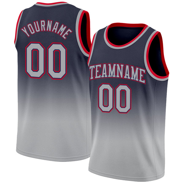 Custom Navy Gray-Red Authentic Fade Fashion Basketball Jersey Discount ...