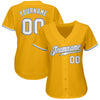 Custom Gold White-Light Blue Authentic Baseball Jersey
