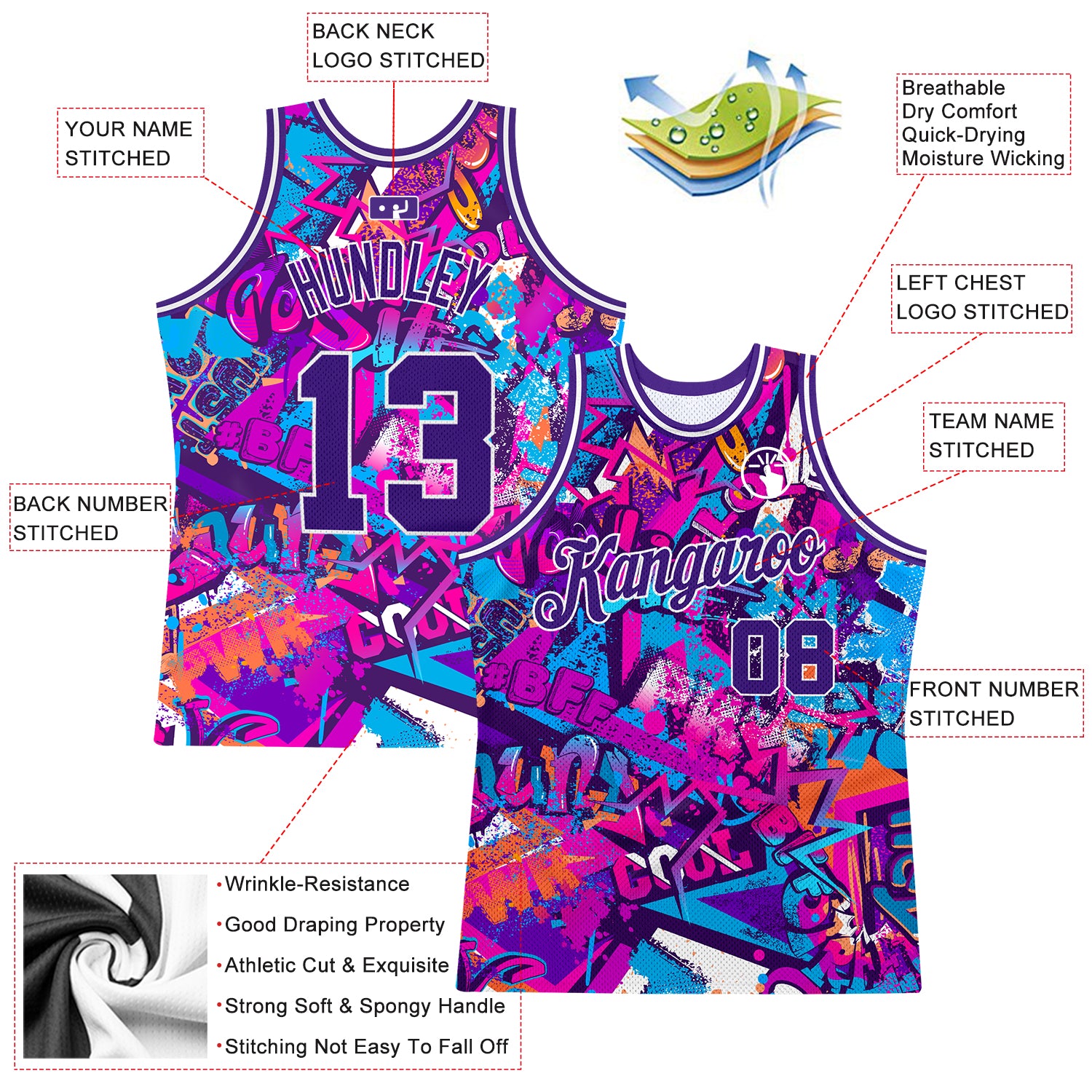 Custom Chromatic Graffiti Jerseys | Music Style Uniforms Apparels ...