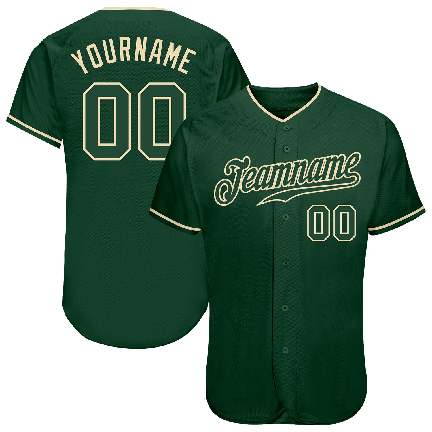 Custom Green Green-Cream Authentic Baseball Jersey Discount - FansIdea