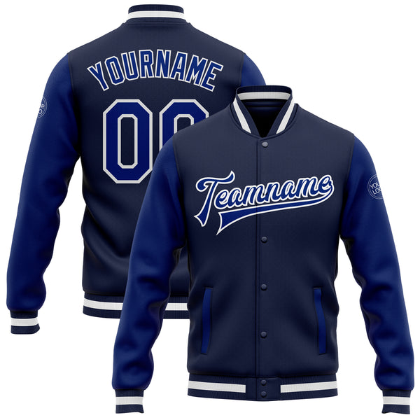 Custom Navy Varsity Jackets | Custom Navy Letterman Jackets - FansIdea