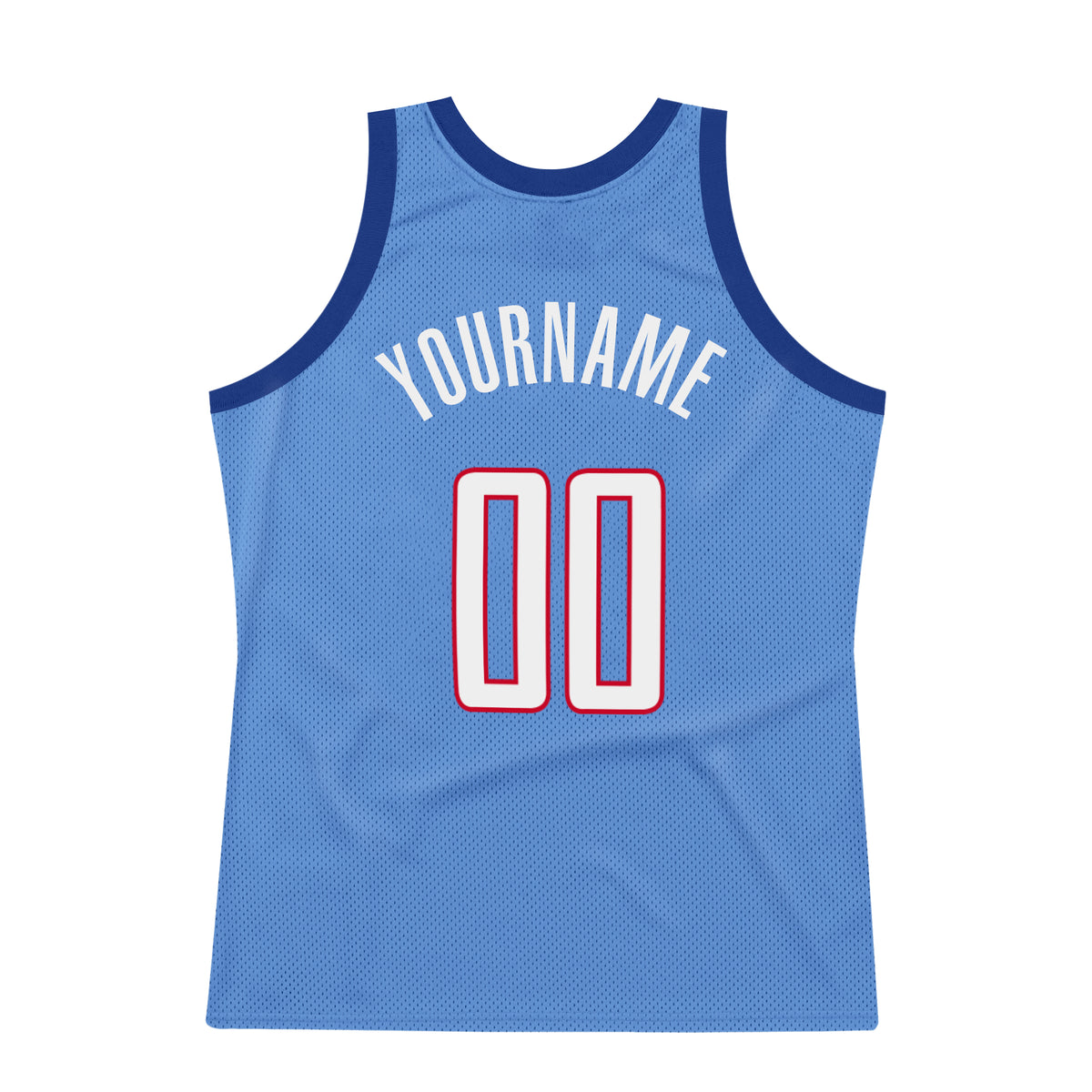 Custom Team Red Basketball White Light Blue Rib-Knit Jersey Discount ...