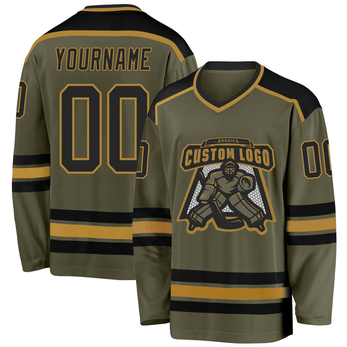 Custom Olive Hockey Jerseys | Olive Hockey Team Uniforms - FansIdea